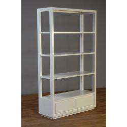 White Plantation Mahogany Interior Book Shelves with Two Drawers 