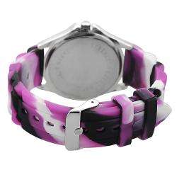 Geneva Platinum Womens Rhinestone Multi colored Silicone Watch 