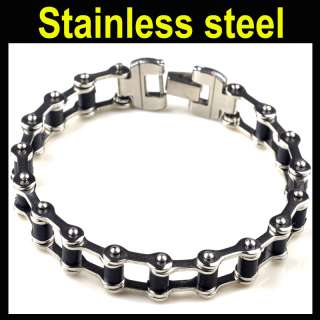 Men Stainless Steel Bracelet Bangle Rubber Black Silver Link 30 Styles 