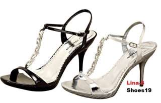  Thong T Strap Rhinestone Dress High Heels Sandals Lina 03 Bridal Shoes