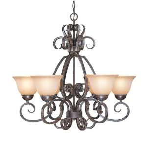   Metal Chandelier with Painted Glass Shade 22026 FM