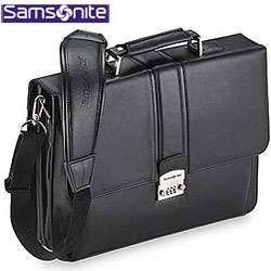 Samsonite Leather Flap Over Locking Briefcase  