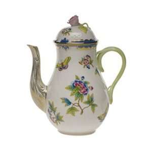 Herend Queen Victoria Blue Coffee Pot With Rose  Kitchen 