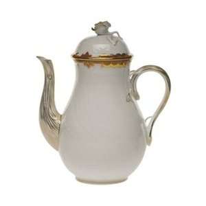   Herend Princess Victoria Rust Coffee Pot With Rose