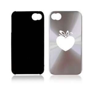 Apple iPhone 4 4S 4G Silver A926 Aluminum Hard Back Case Cover Heart 