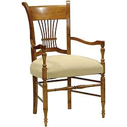 Harrison Alder Wood Cherry Finish Dining Arm Chair  