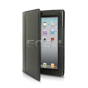  Ecell   BLACK CARBON FIBRE LEATHER CASE WITH STAND FOR 