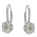 Sterling Silver Green Amethyst and Diamond Accent Earrings MSRP 