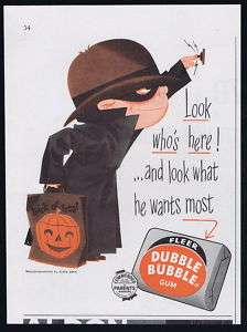 1957 Halloween Fleer Dubble Bubble Gum Print Ad  