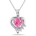 10k Gold Pink Topaz and Diamond Heart Necklace 