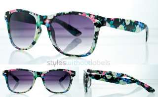 Auction for 1 pair of Black with Flower Print Wayfarer Sunglasses 
