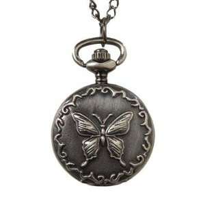    Gunmetal Butterfly Pocket Watch Pendant Arts, Crafts & Sewing