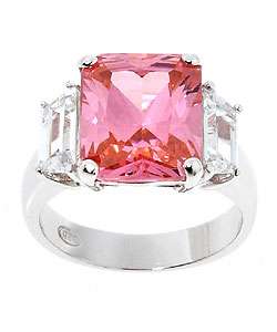 Sterling Essentials Sterling Silver Pink Cubic Zirconia Fashion Ring 