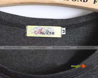   Vintage Faux Leather Casual Pocket Loose Long Shirt T shirt #085