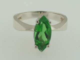 ESTATE STERLING SILVER GREEN MARQUISE CUT STONE RING MODERNIST BAND 