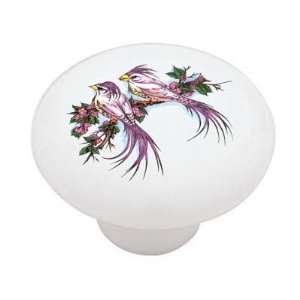Crested Birds Decorative High Gloss Ceramic Drawer Knob