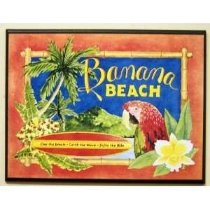  Banana Beach Surf Parrot Tropical Wall Art Sign Plaque 