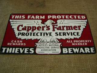 Vintage Cappers Farm Sign Antique Old Signs Kansas Iowa  