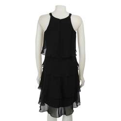 Fashions Womens Black Tulip Tiered Dress  