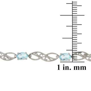 925 Silver 4.4ct Blue Topaz & Diamond Infinity Bracelet  