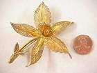 LACY VERMEIL Portuguese Sterling silver FLOWER PIN (V G mark)