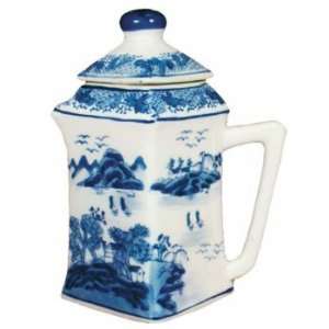  Blue Canton Teapot decanter   porcelain