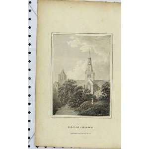  1805 View Glasgow Cathedral Scotland Steeple Old Print 