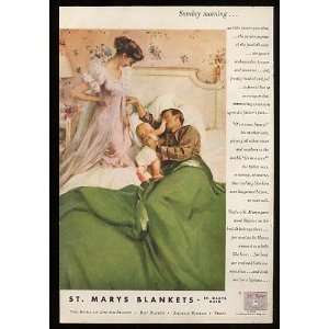   1956 St Marys Blankets Sunday Morning Print Ad (10789)