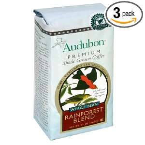 Audubon Premium Shade Grown Coffee, Rainforest Blend, Whole Bean, 12 