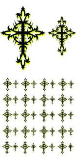 LOT OF 40 TRIBAL CROSS NAIL ART DECAL STICKERS 2 SIZES  