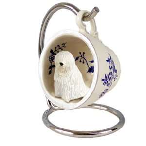 Komondor Blue Tea Cup Dog Ornament 