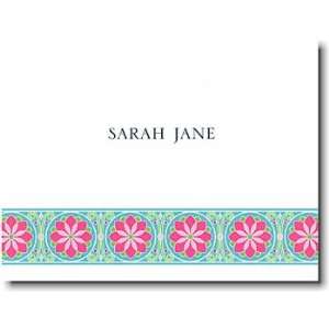   Geller Folded Note Personalized Stationery   Bright Blue Floral Band