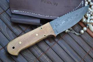 CUSTOM DAMASCUS HUNTING KNIFE BUSHCRAFT KNIFE PERKINS ENGLISH HANDMADE 