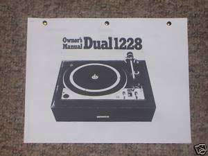Dual 1228 Turntable Owners Manual FREE SHIP  