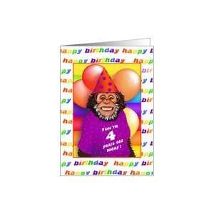 4 Years Old Birthday Cards Humorous Monkey Card Toys 