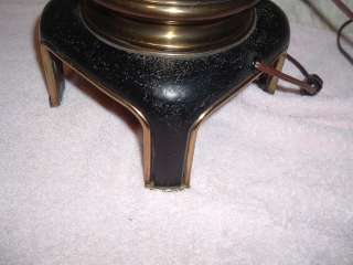 Stiffel Lamp Parzinger Era Brass/Wood/Leather 42 Hollywood Regency 