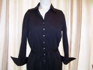 ELIE TAHARI 3/4 SLEEVE KNEE LENGTH DRESS Black Cotton Blend Sz 6 