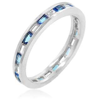 CZ SIMULATED SAPPHIRE STACKABLE ETERNITY RING  