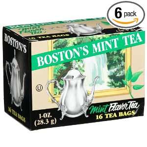 Bostons Tea Mint Tea, 16 Count Tea Bags (Pack of 6)  