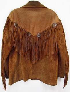 USA Vintage Cowboy SCHOTT Suede Leather Coat WESTERN FRINGE Rancher 
