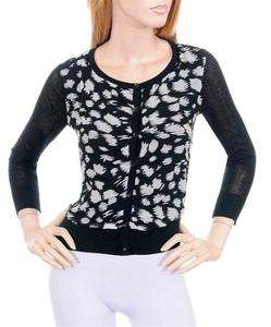   Sweater WINE Black White Cardigan Cover up Button front S M L Junior