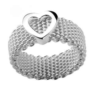   JEWELRY CONCISE CHIC HEART TOP MESH RING VALENTINES DAY GIFT  