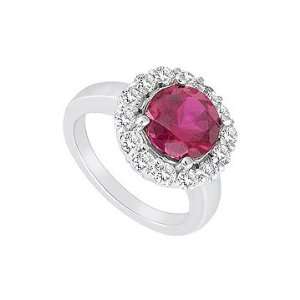  GF Bangkok Ruby and Cubic Zirconia Ring  10K White Gold 