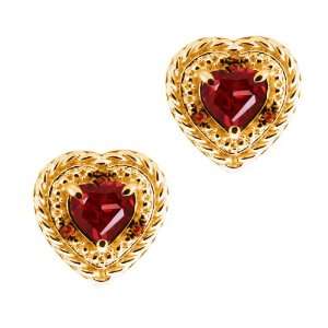  1.84 Ct Heart Shape Red Garnet and Diamond Yellow Gold 