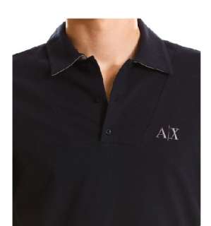 Armani Exchange AX Bib Front Stretch Polo Shirt Black NWT  