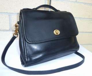Authentic Vintage Coach Court Classic Black Leather Shoulder Bag 9870 
