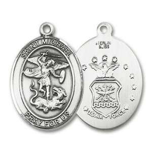  St. Michael Air Force Large Sterling Silver Medal Jewelry