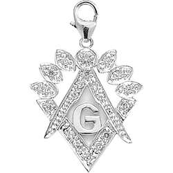 14k Gold 1/10ct TDW Diamond Masonic Symbol Charm  