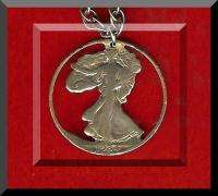 Genuine 1934 Walking Liberty Half Cut Coin Necklace  