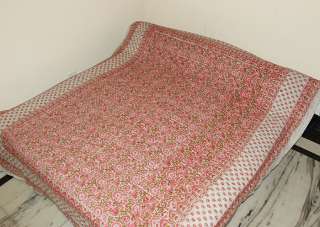 Gift for Love One Boho Indian Double Rajai Size Quilt Duvet Bedspread 